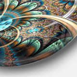 Light Blue Fractal Flower' Disc Floral Circle Metal Wall Art