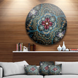 Dark Purple Fractal Flower' Disc Floral Circle Metal Wall Art