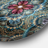 Dark Purple Fractal Flower' Disc Floral Circle Metal Wall Art