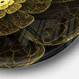 Light Yellow Metallic Fabric Flower' Disc Large Contemporary Circle Metal Wall Arts