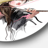 Vietnamese Woman' Disc Contemporary Portrait Circle Metal Wall Art