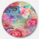 Vintage Romantic Floral Art' Floral Circle Metal Wall Decor