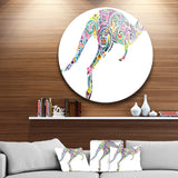 Floral Kangaroo Running' Disc Animal Circle Metal Wall Art
