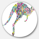 Floral Kangaroo Running' Disc Animal Circle Metal Wall Art