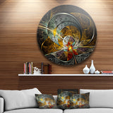 Symmetrical Yellow Digital Art Flower' Disc Floral Circle Metal Wall Art