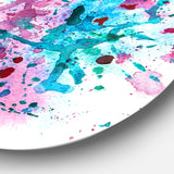 Blue and Purple Paint Stain' Disc Abstract Watercolor Circle Metal Wall Art