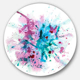 Blue and Purple Paint Stain' Disc Abstract Watercolor Circle Metal Wall Art