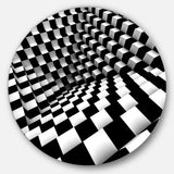 Optical Black and White Pattern' Disc Abstract Circle Metal Wall Art