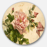 'Pink Flower Illustration' Disc Floral Metal Artwork
