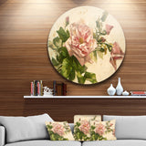 'Pink Flower Illustration' Disc Floral Metal Artwork