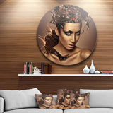 Woman with Chocolate in Head' Disc Portrait Circle Metal Wall Art