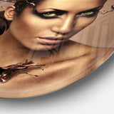 Woman with Chocolate in Head' Disc Portrait Circle Metal Wall Art