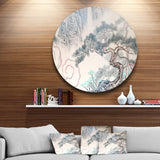 'Chinese Blue Tree Art' Disc Floral Metal Artwork