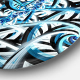 Blue Spiral Fractal Design' Disc Abstract Circle Metal Wall Art