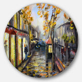 City in Yellow Shade' Disc Cityscape Circle Metal Wall Art