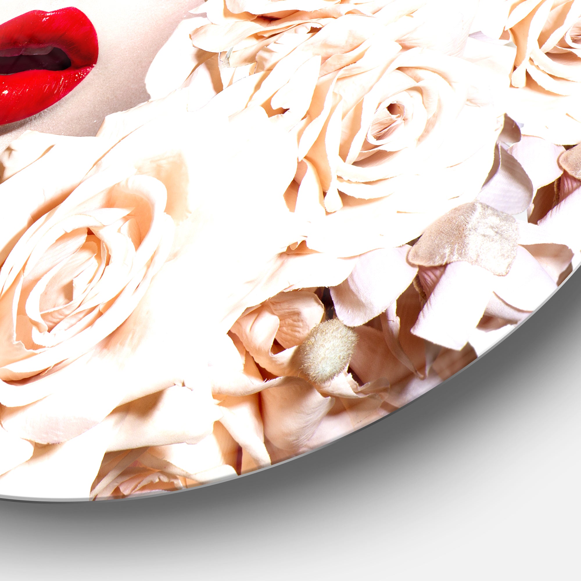 Woman's Fashion and Floral Design' Disc Sensual Circle Metal Wall Art