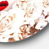 Woman's Fashion and Floral Design' Disc Sensual Circle Metal Wall Art