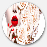 Woman's Fashion and Floral Design' Disc Sensual Circle Metal Wall Art