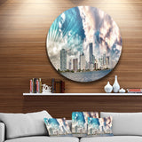 Miami Skyline with Clouds' Disc Cityscape Photo Circle Metal Wall Art