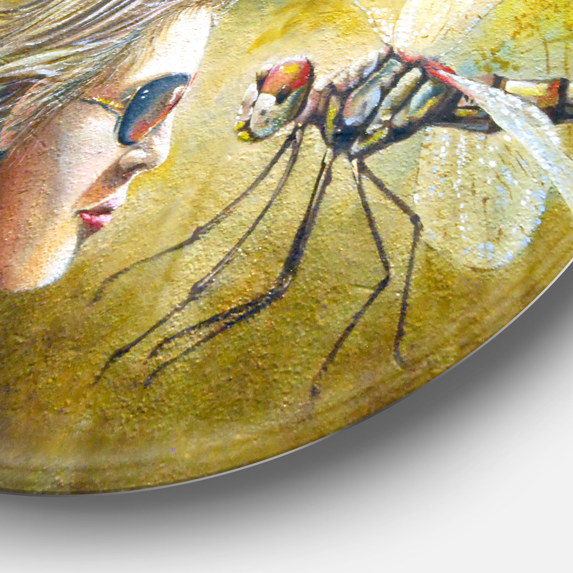 Human and Dragon Fly' Disc Abstract Circle Metal Wall Art
