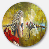 Human and Dragon Fly' Disc Abstract Circle Metal Wall Art