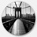 Dark Brooklyn Bridge' Disc Cityscape Photo Circle Metal Wall Art