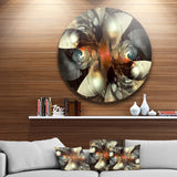 Brown Fractal Artwork' Disc Abstract Circle Metal Wall Art