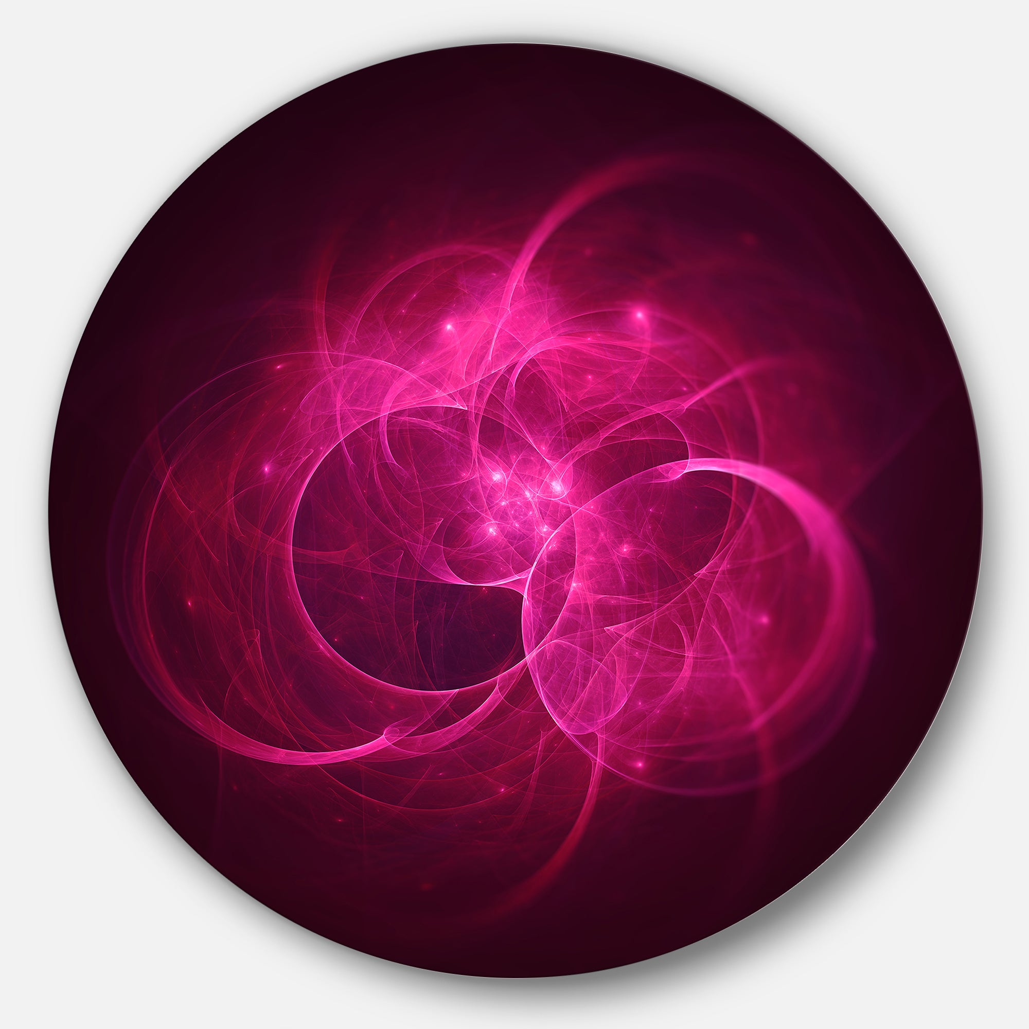 Glowing Magenta Circles' Disc Abstract Circle Metal Wall Art