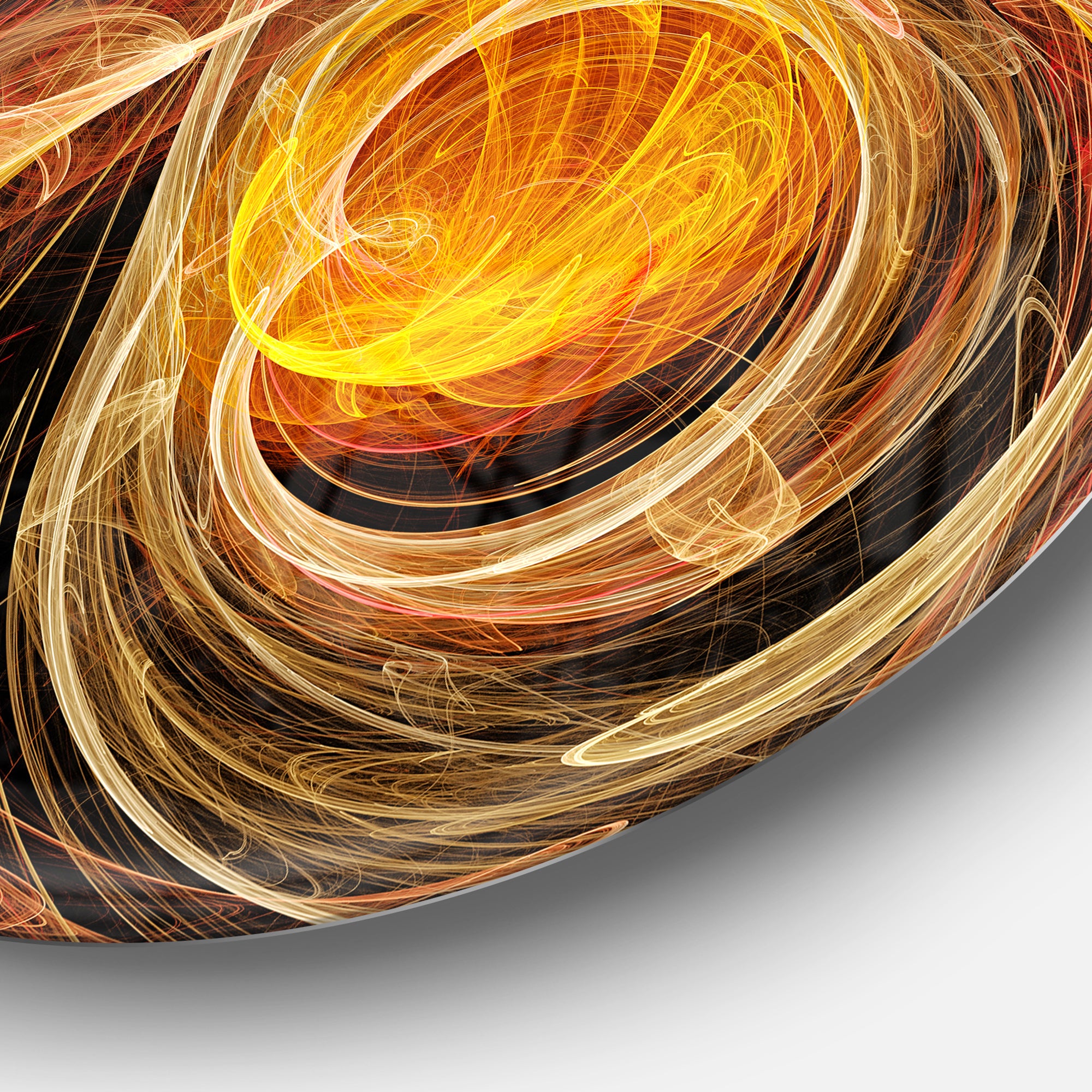 Orange Ball of Yarn' Disc Abstract Circle Metal Wall Art