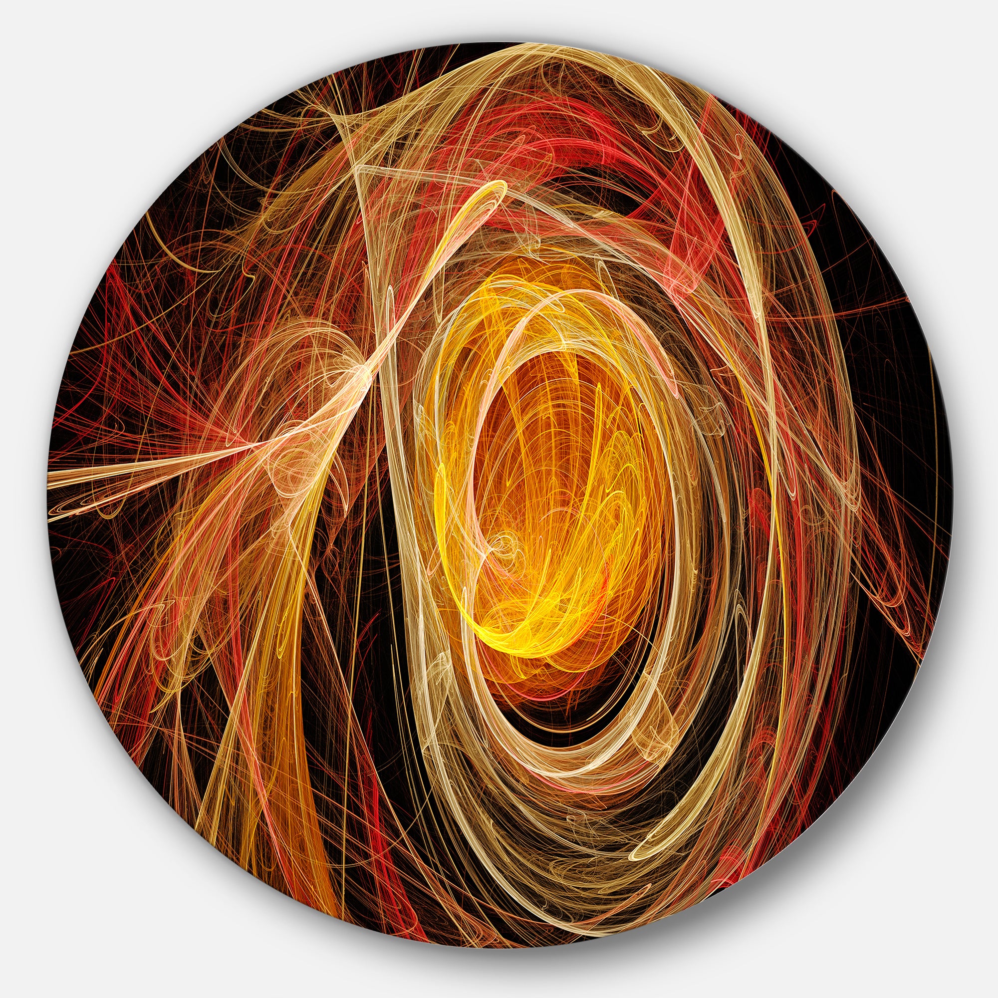 Orange Ball of Yarn' Disc Abstract Circle Metal Wall Art