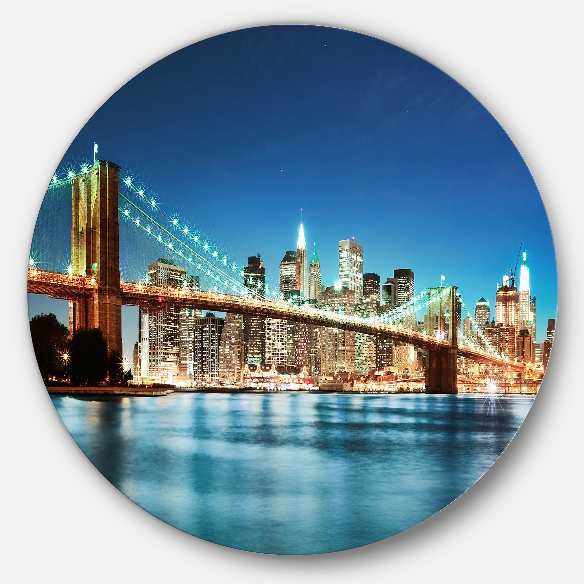 Big Apple New York' Cityscape Photo Circle Metal Wall Art