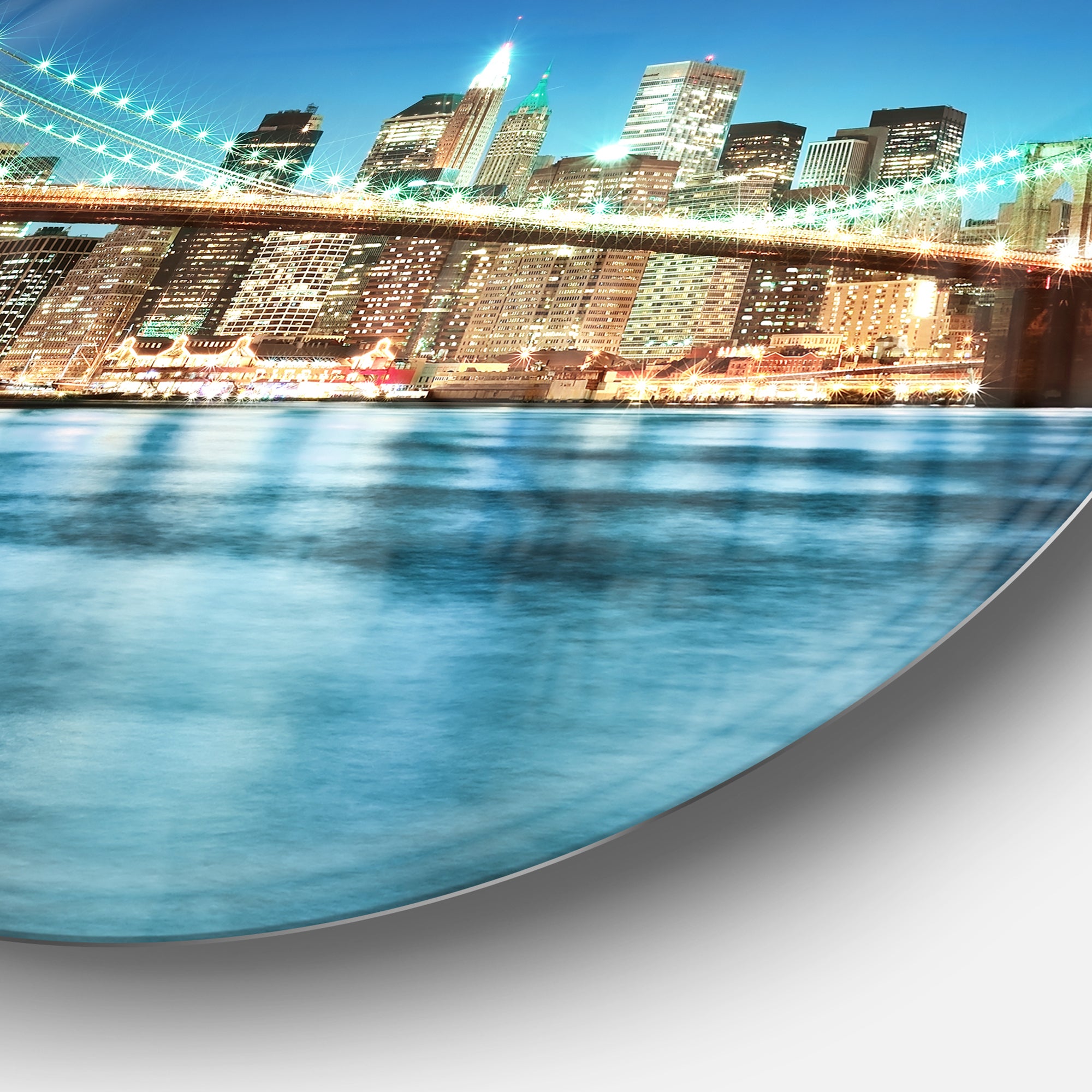 Big Apple New York' Cityscape Photo Circle Metal Wall Art