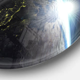 Earth View with Day and Night Effect' Large Contemporary Circle Metal Wall Arts