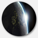 Earth View with Day and Night Effect' Large Contemporary Circle Metal Wall Arts