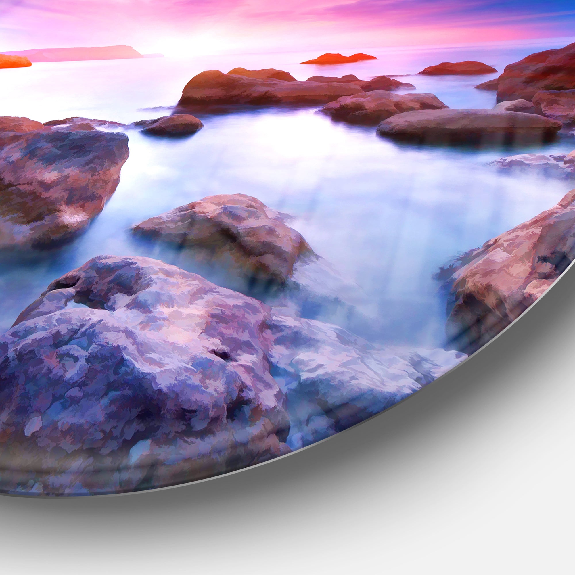 Colorful Summer Sea' Seascape Circle Metal Wall Art