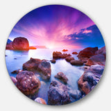 Colorful Summer Sea' Seascape Circle Metal Wall Art