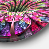 Pink Blue Colorful Flower' Floral Circle Metal Wall Art
