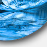 Blue Water Lily' Floral Circle Metal Wall Art