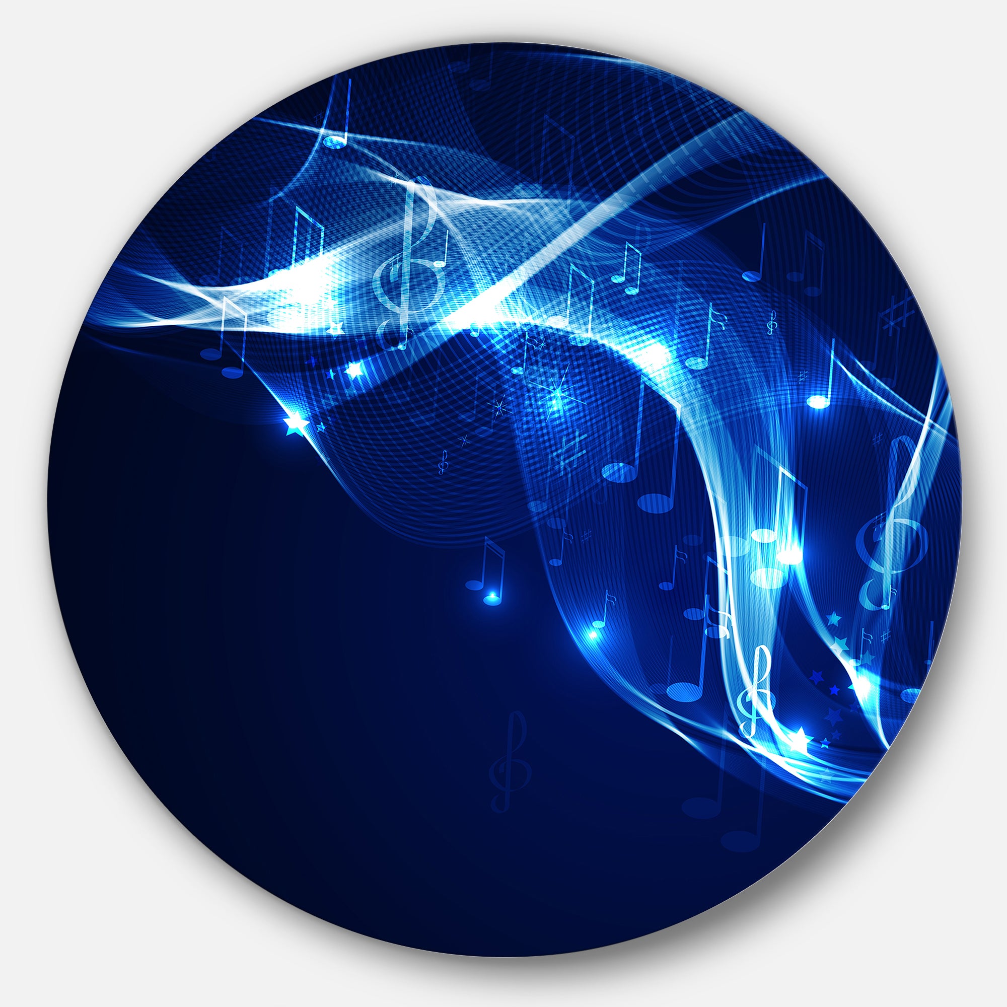 Blue Musical Background' Abstract Circle Metal Wall Art