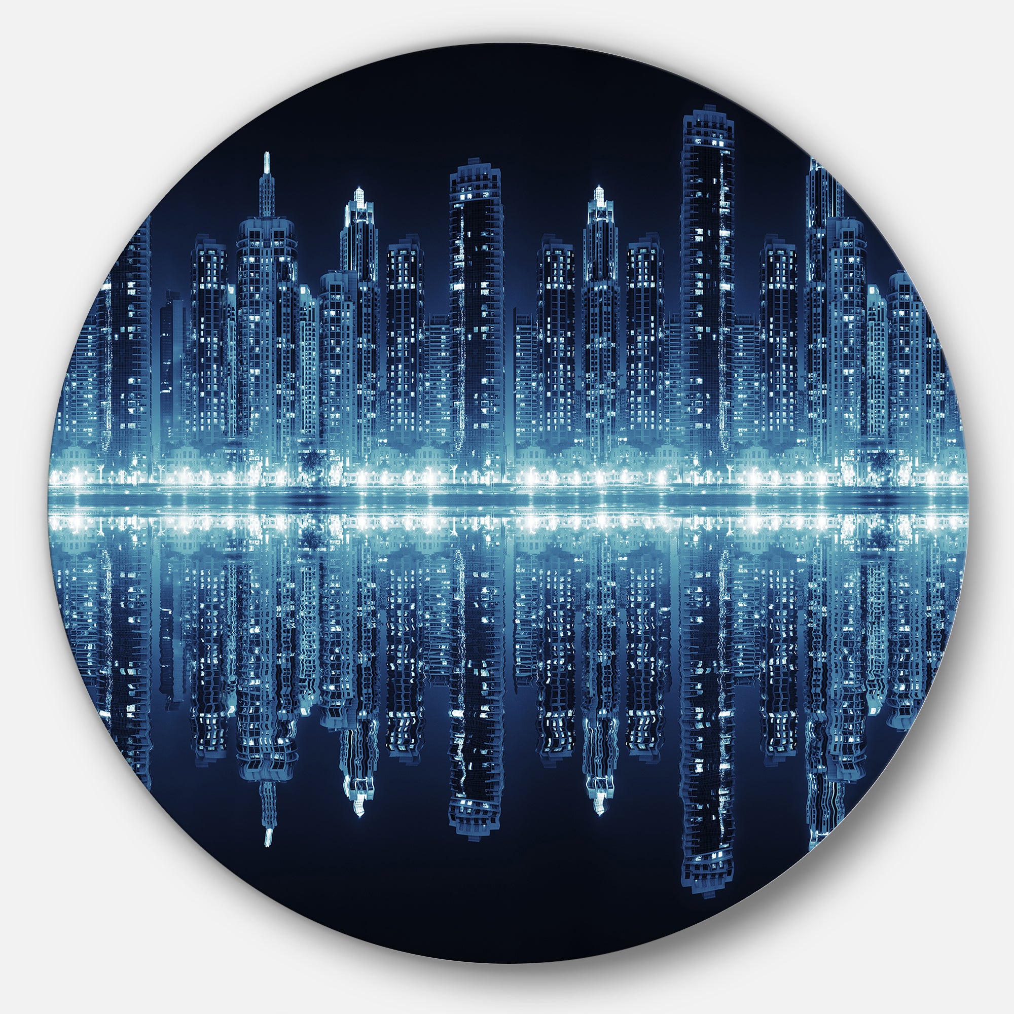 Seamless City' Cityscape Photo Circle Metal Wall Art