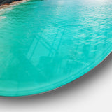 Tropical Beach with Blue Waters' Seascape Circle Metal Wall Art