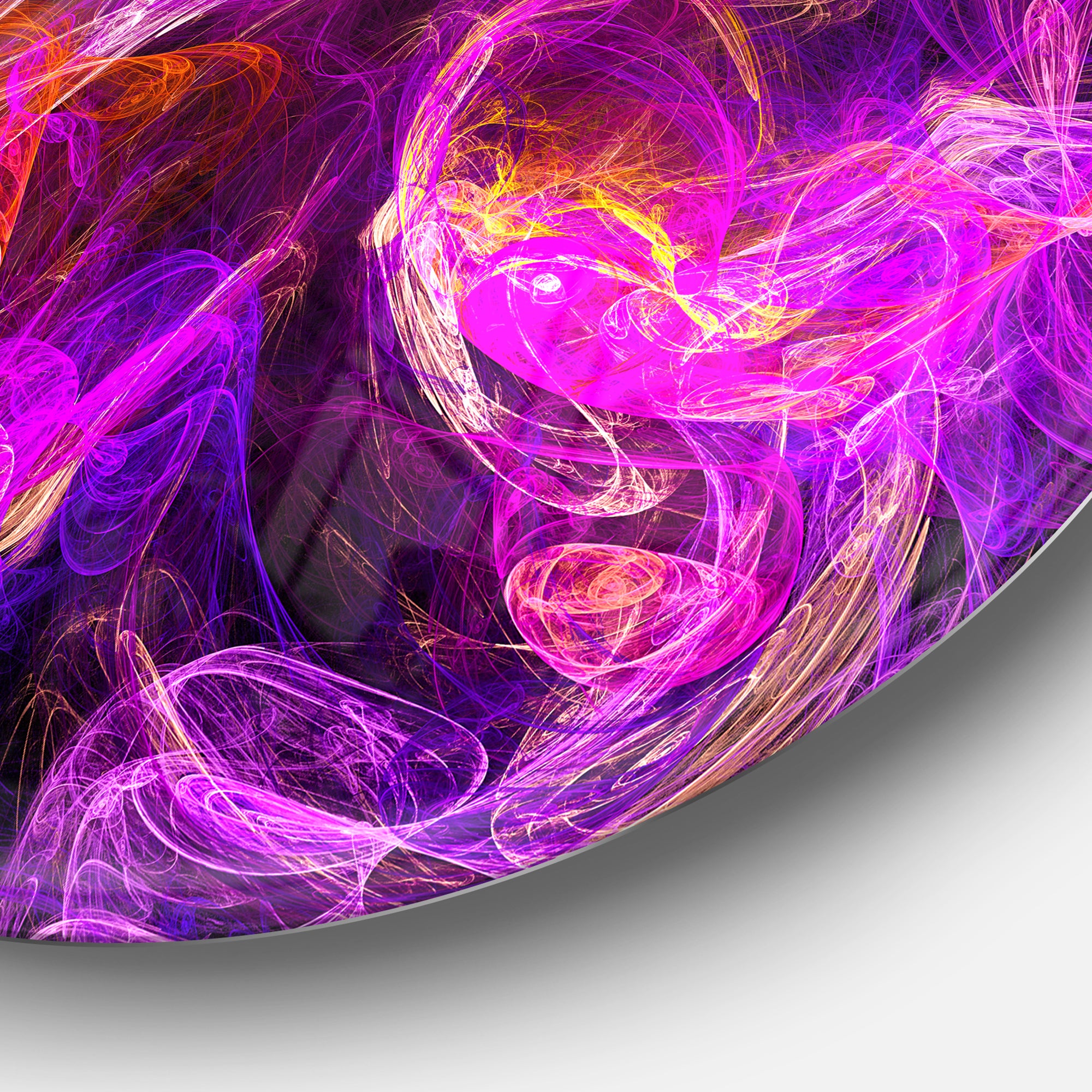 Colored Smoke Blue Purple' Abstract Circle Metal Wall Art