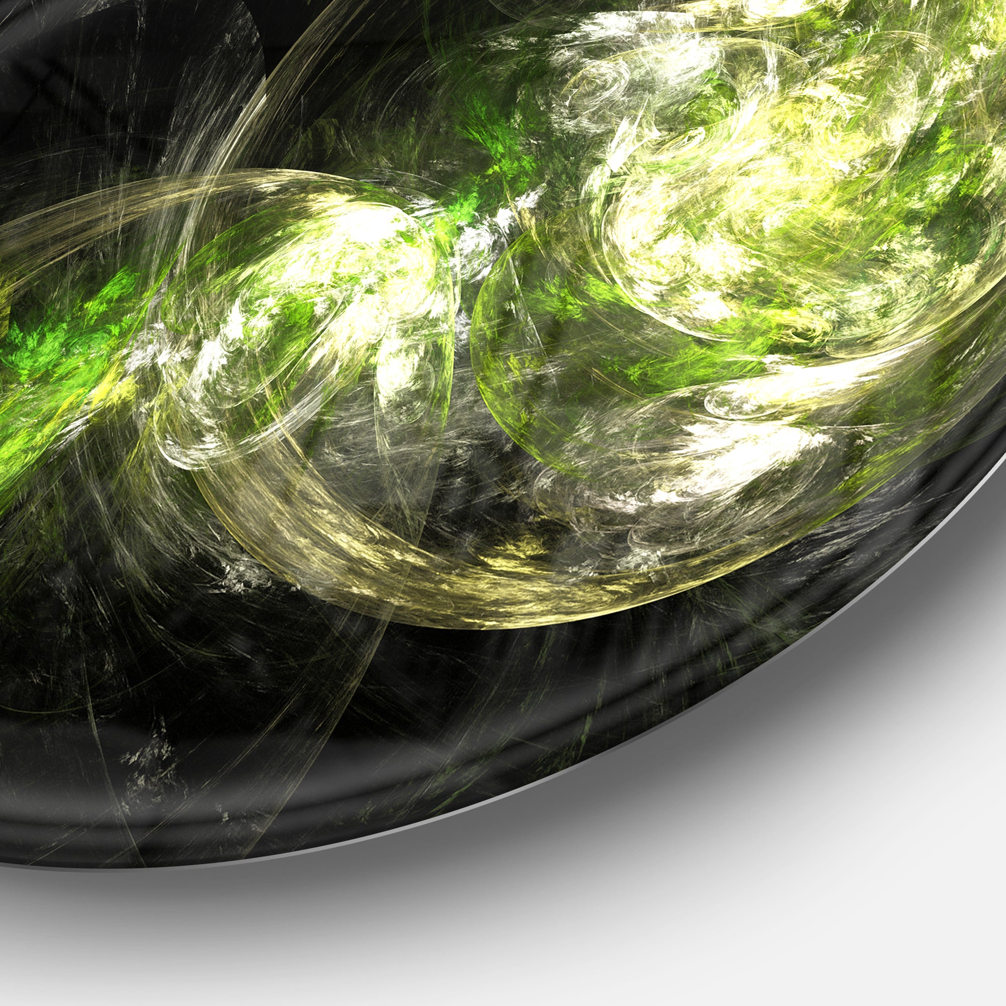 Billowing Smoke Green' Abstract Circle Metal Wall Art