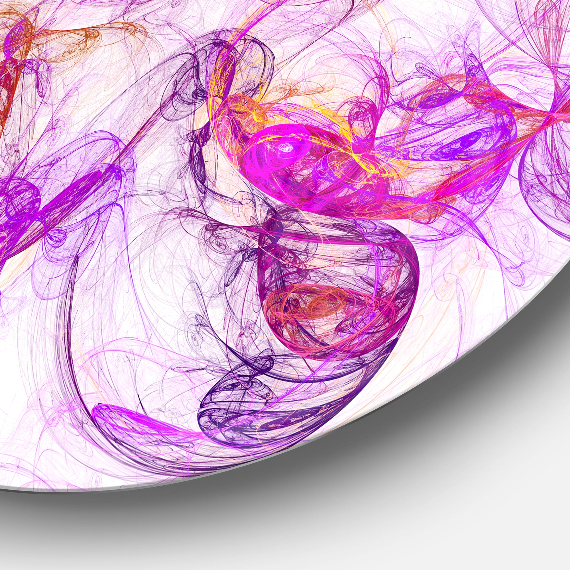 Billowing Smoke Magenta' Abstract Circle Metal Wall Art