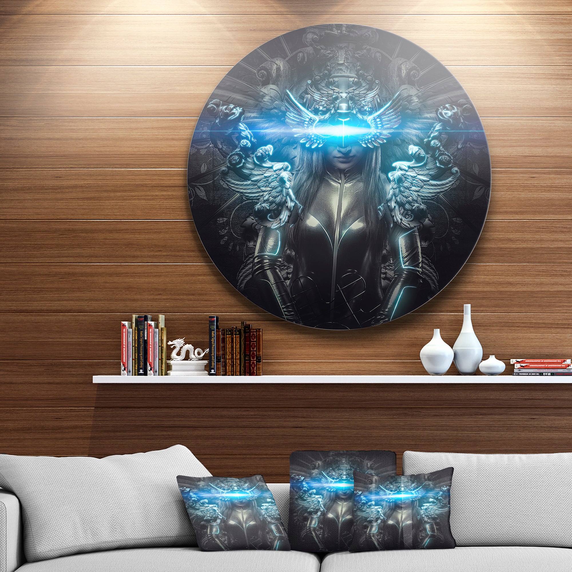 Woman Suit with Relief' Abstract Circle Metal Wall Art