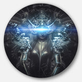 Woman Suit with Relief' Abstract Circle Metal Wall Art