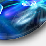 Blue Fractal Desktop' Abstract Circle Metal Wall Art