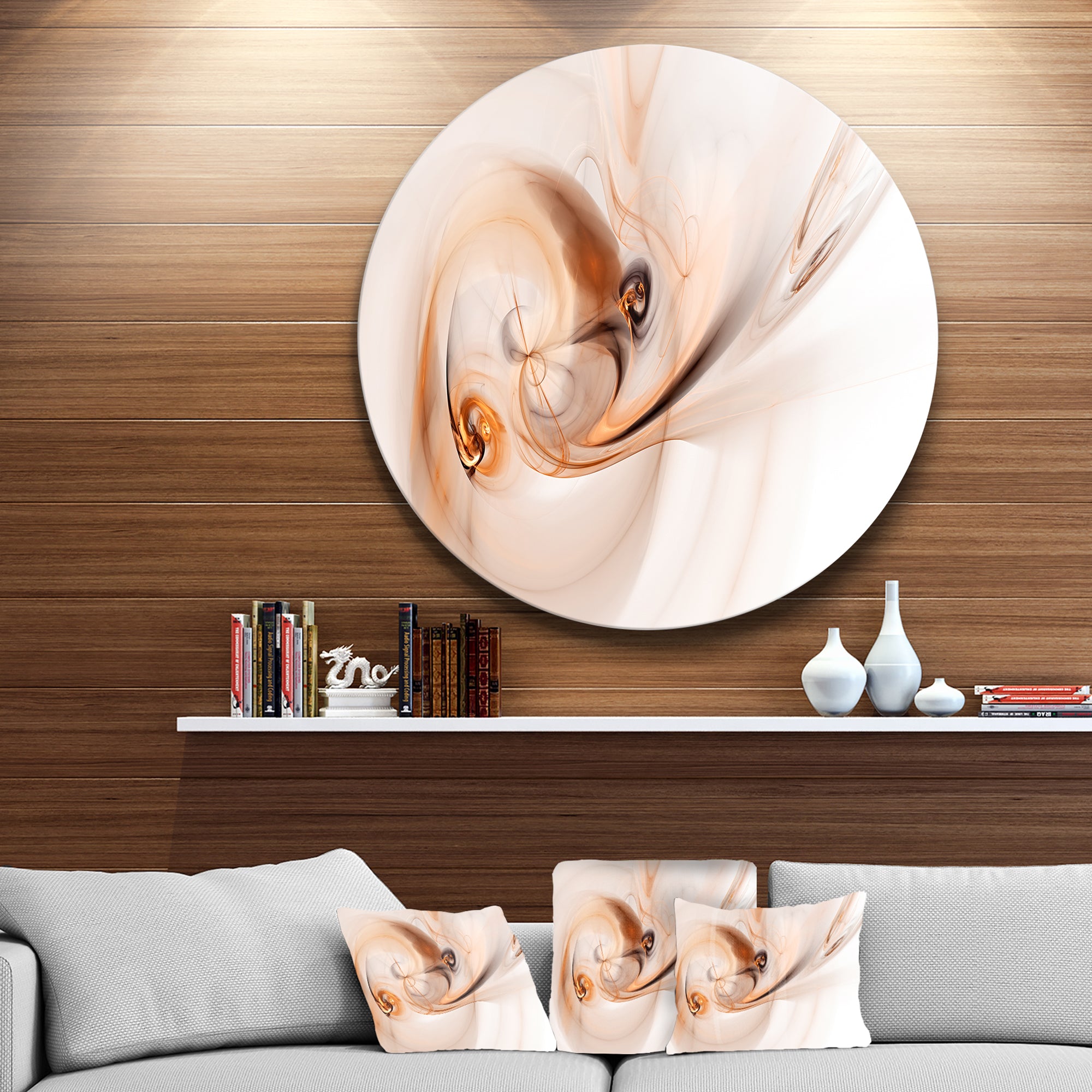Spiral Nebula Space Orange' Large Abstract Circle Metal Wall Art