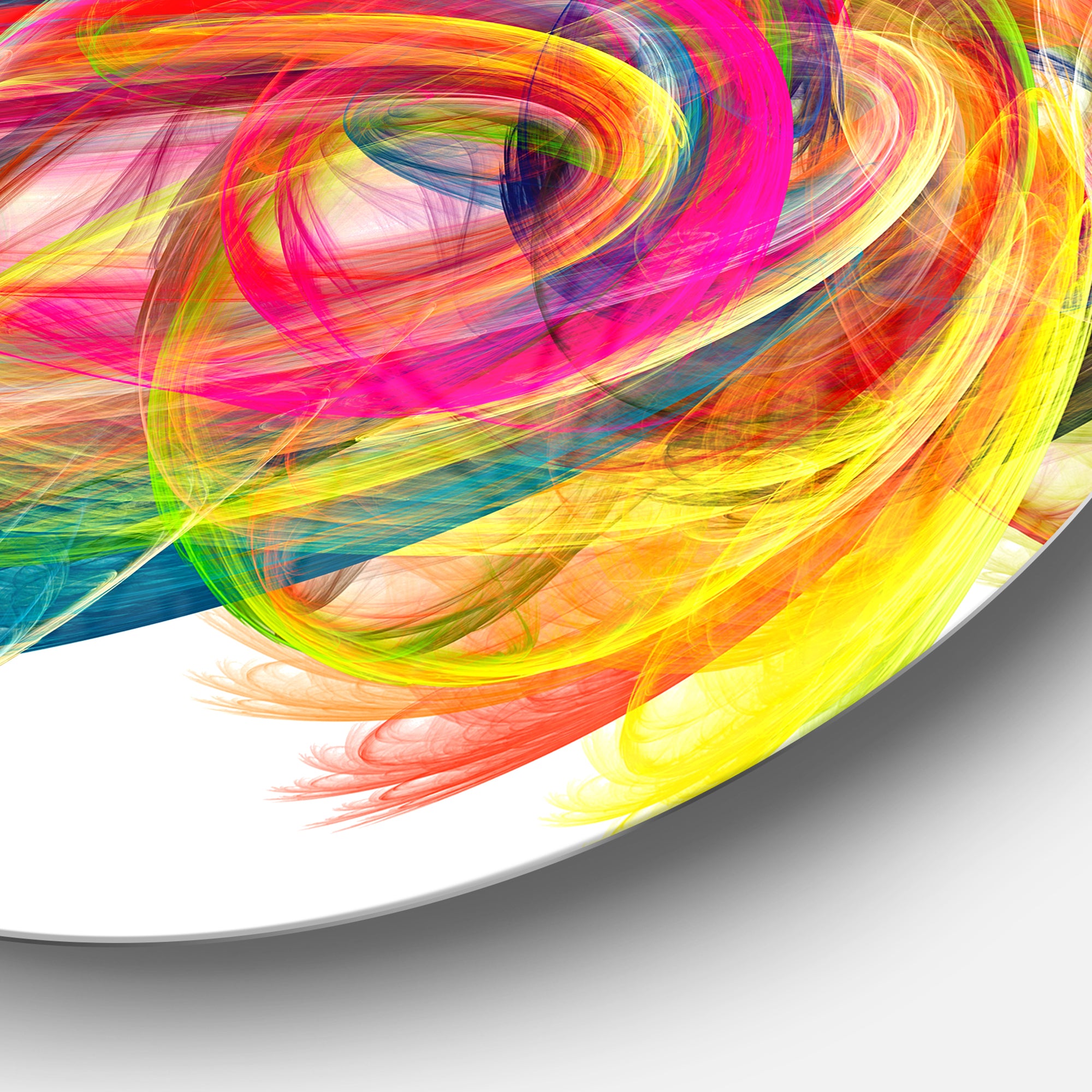 Colorful Thick Strokes' Abstract Circle Metal Wall Art