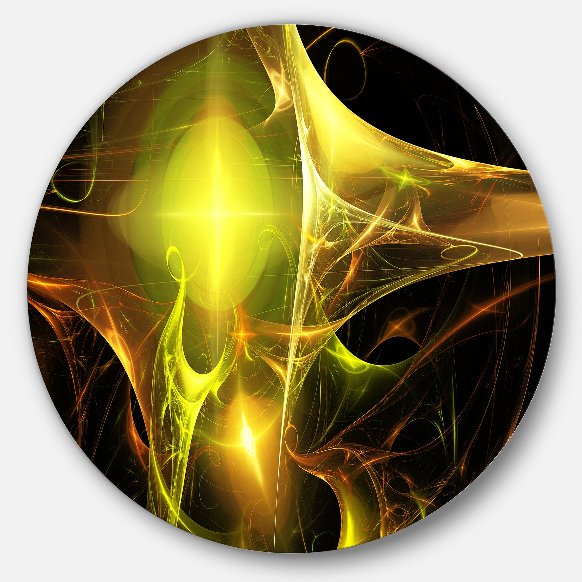 Golden Bright Candle' Abstract Circle Metal Wall Art